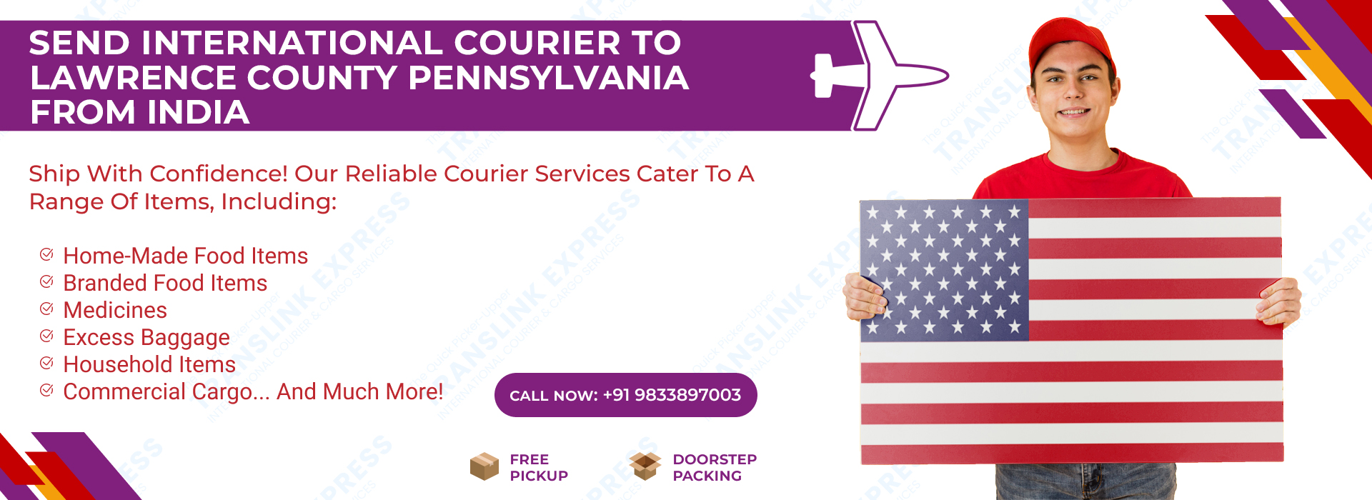 Courier to Lawrence County Pennsylvania From India